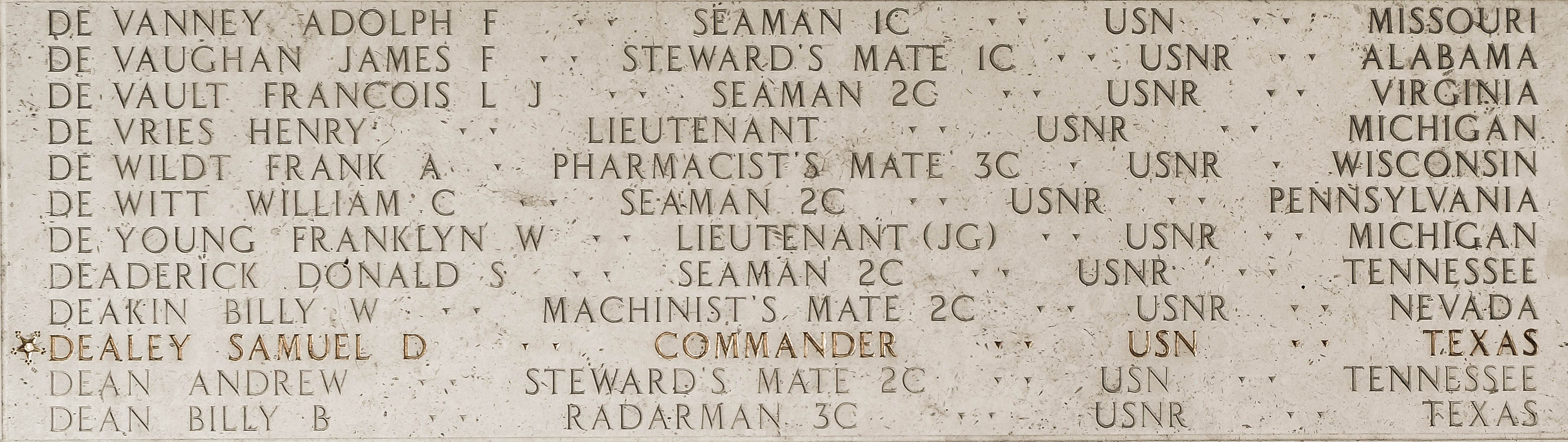 Adolph F. De Vanney, Seaman First Class